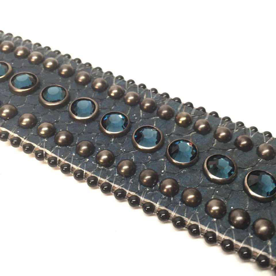 b.b. Simon Deep Blue Python Crystal Belt - Image 3