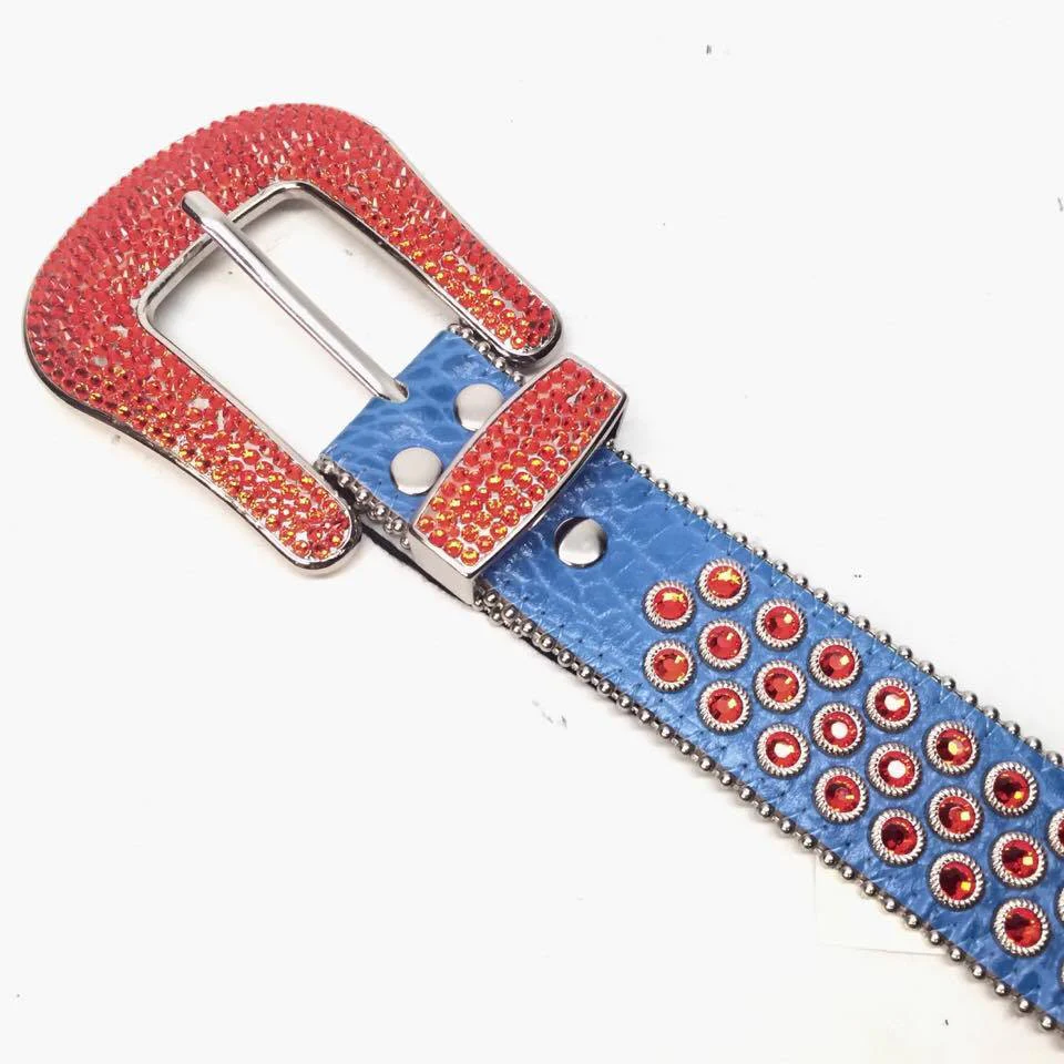 b.b. Simon Red Blue 3-row Crystal Belt - Image 2