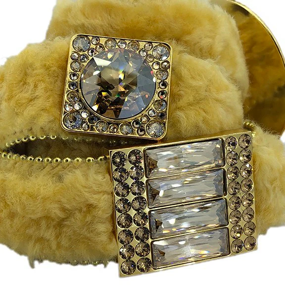b.b. Simon Gold Fur Blanco Crystal Belt - Image 2