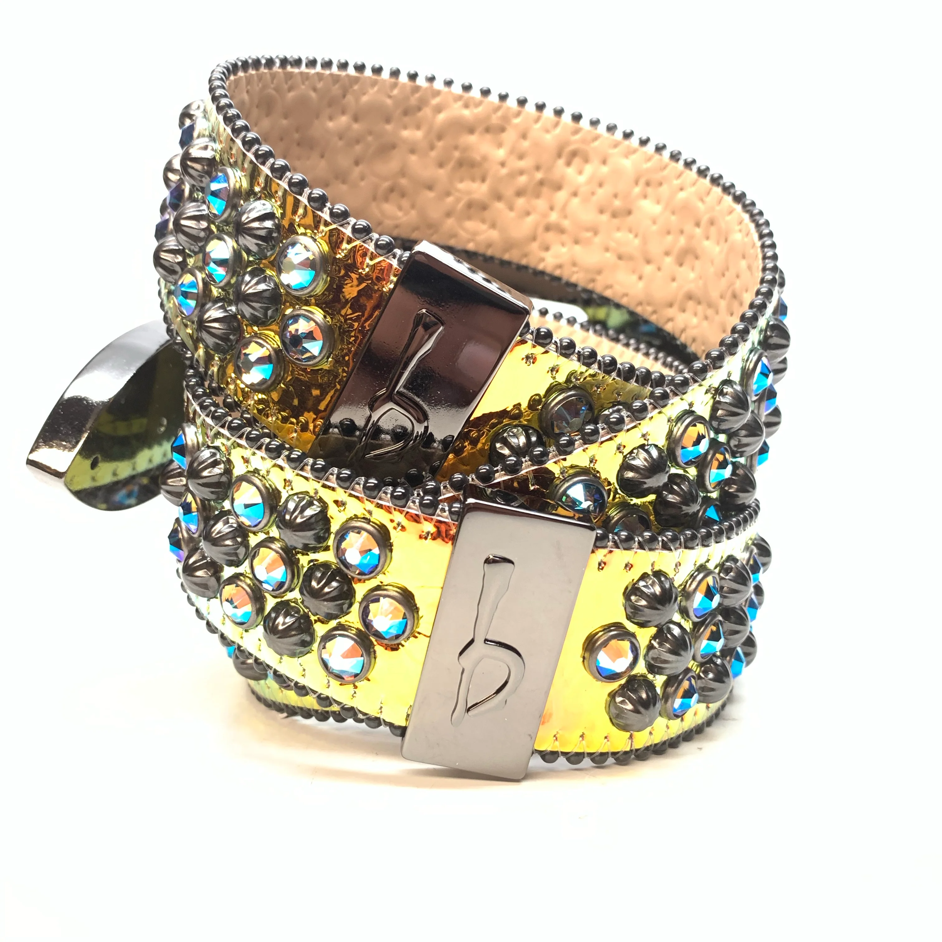 b.b. Simon 'Gold Helix Universe' Big B Studded Crystal Belt - Image 3