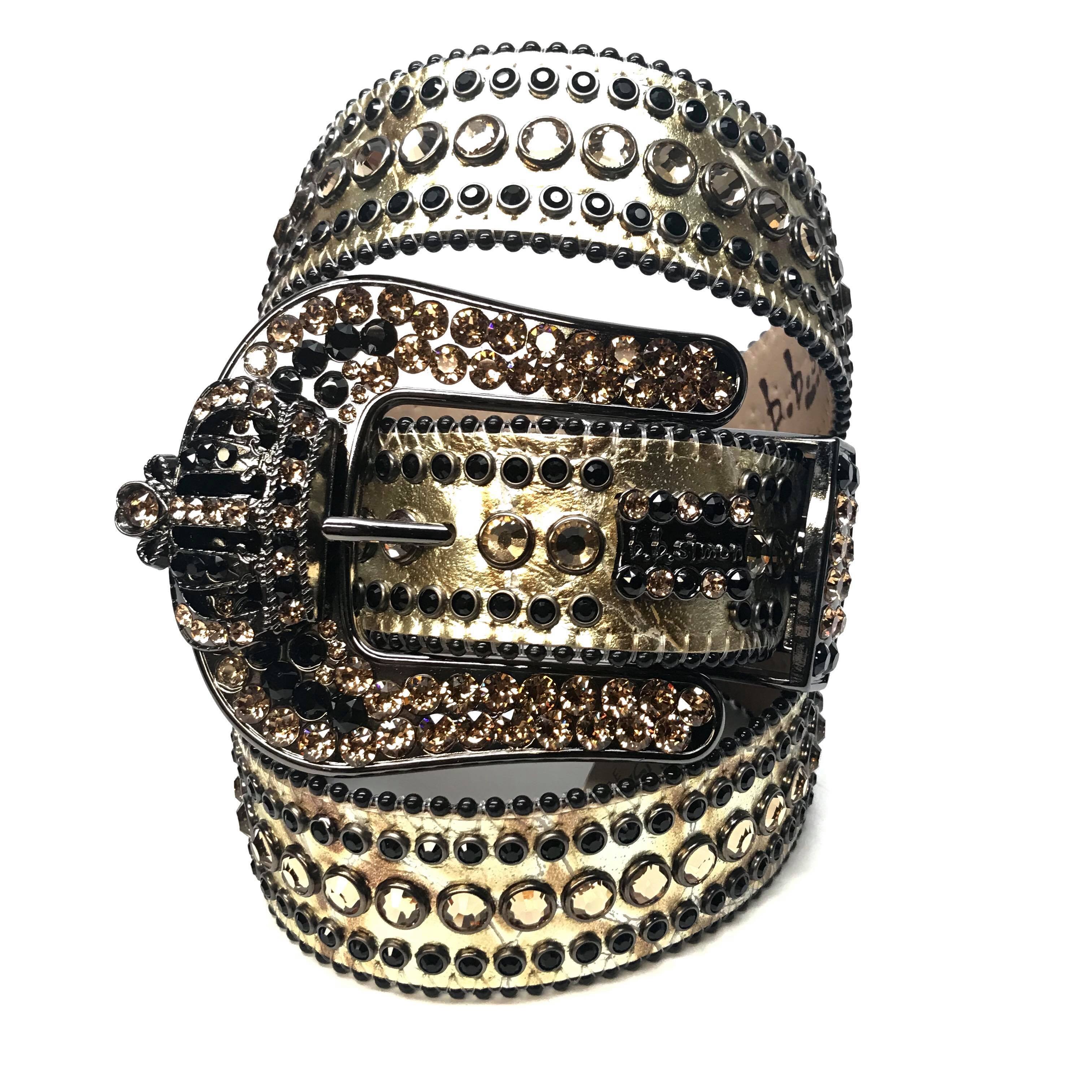 b.b. Simon Golden Crown Croco Crystal Belt - Image 2