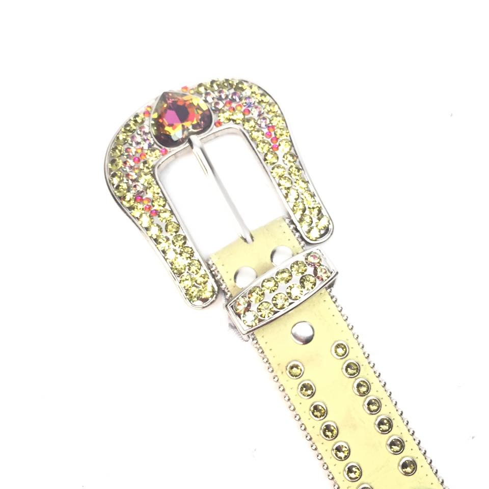 b.b. Simon Green Iridescent Heart Leather Crystal Belt - Image 6