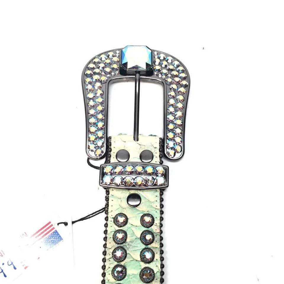 b.b. Simon Lime Python Crystal Belt - Image 2