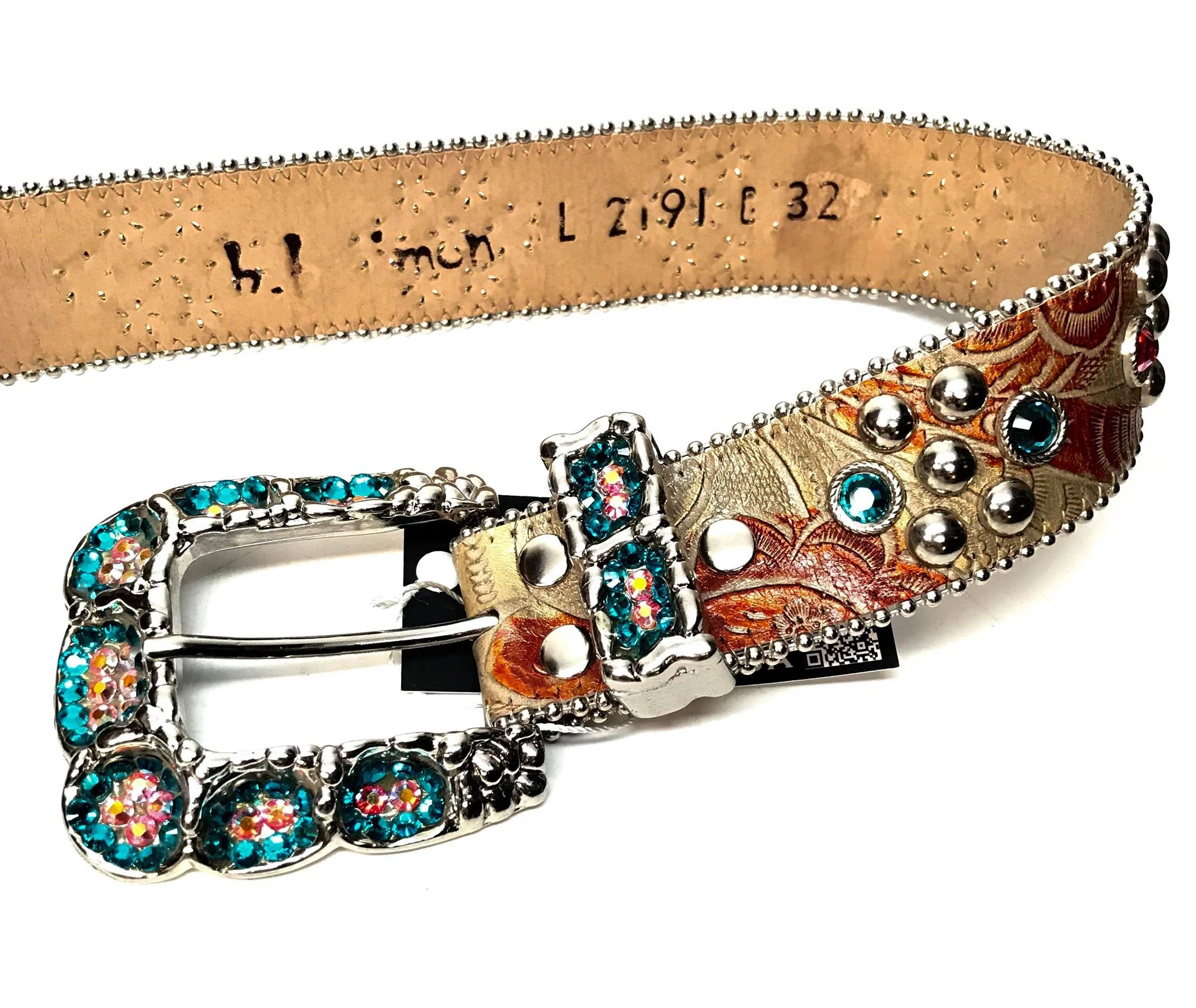 b.b. Simon Multicolor Quad Studded Crystal Belt - Image 6