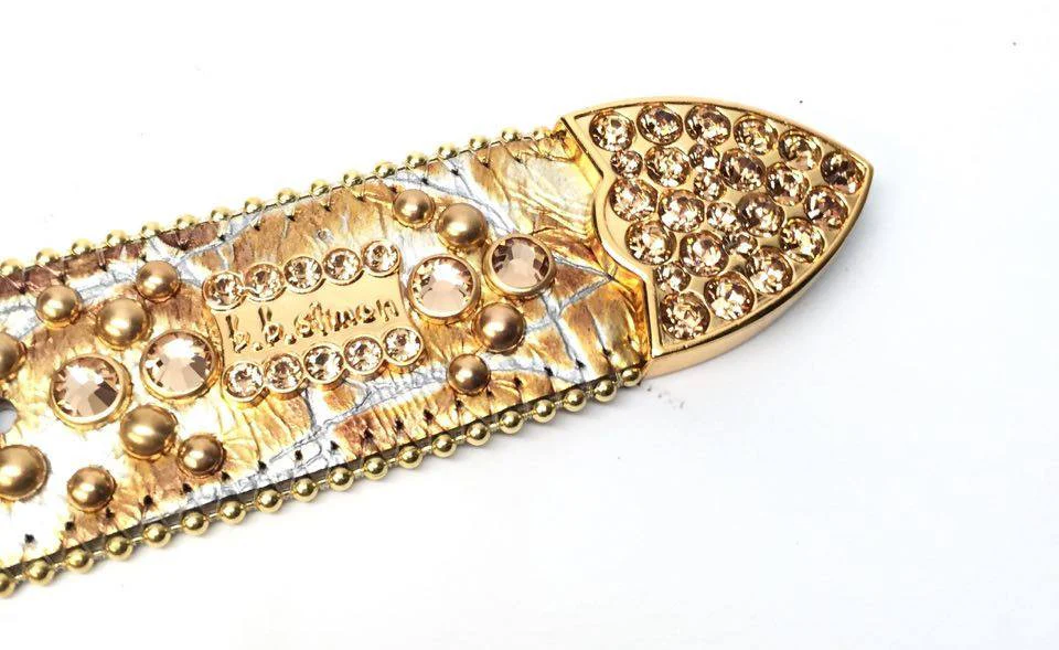 b.b. Simon Metallic Gold Crystal Belt - Image 3