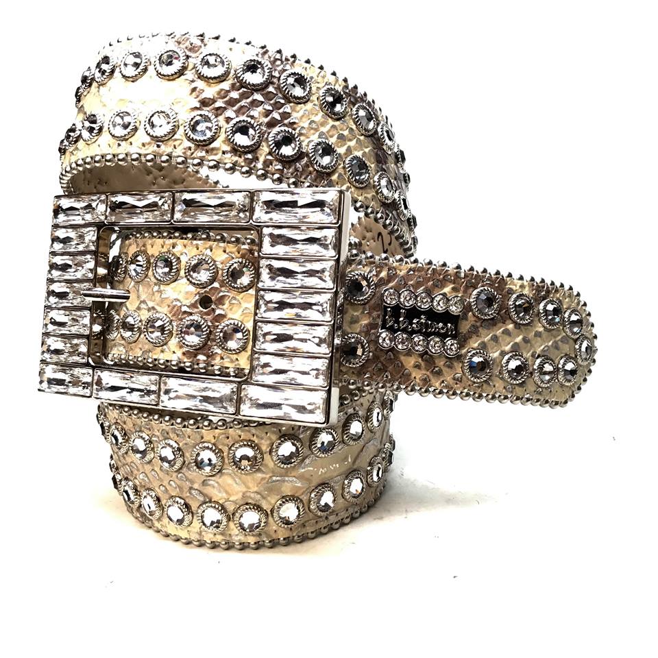 b.b. Simon Natural Python Big Buckle Crystal Belt - Image 3