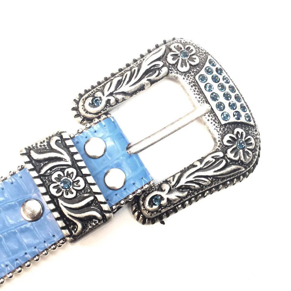 b.b. Simon Ocean Steal Floral Crystal Belt - Image 2