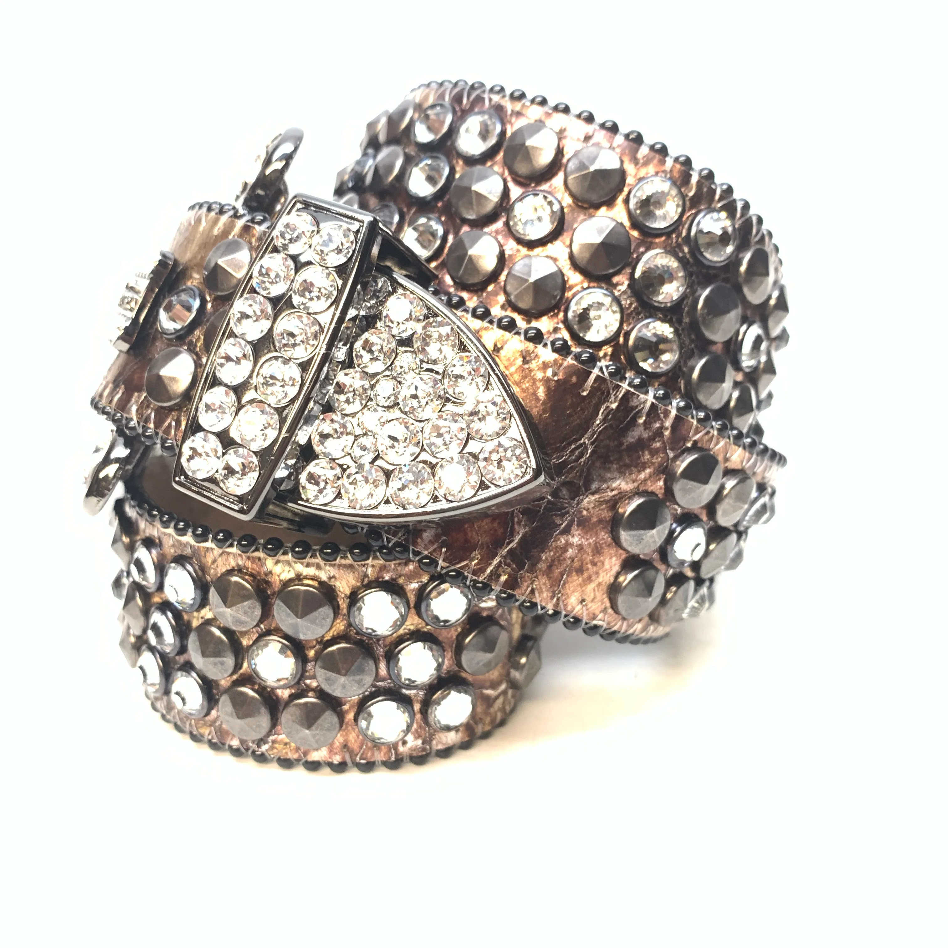 b.b. Simon Platinum Bronze Studded Crystal Belt - Image 3