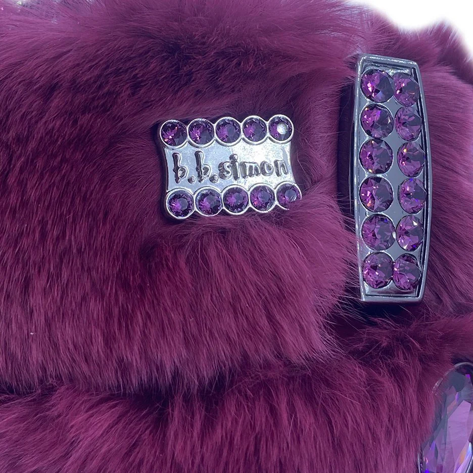 b.b. Simon Grape Purple Fur Crystal Belt - Image 2