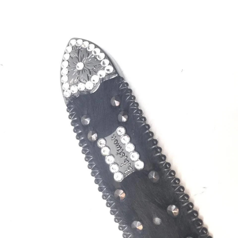 b.b. Simon "Double Studded Skull Pony Hair" Crystal Belt - Image 5