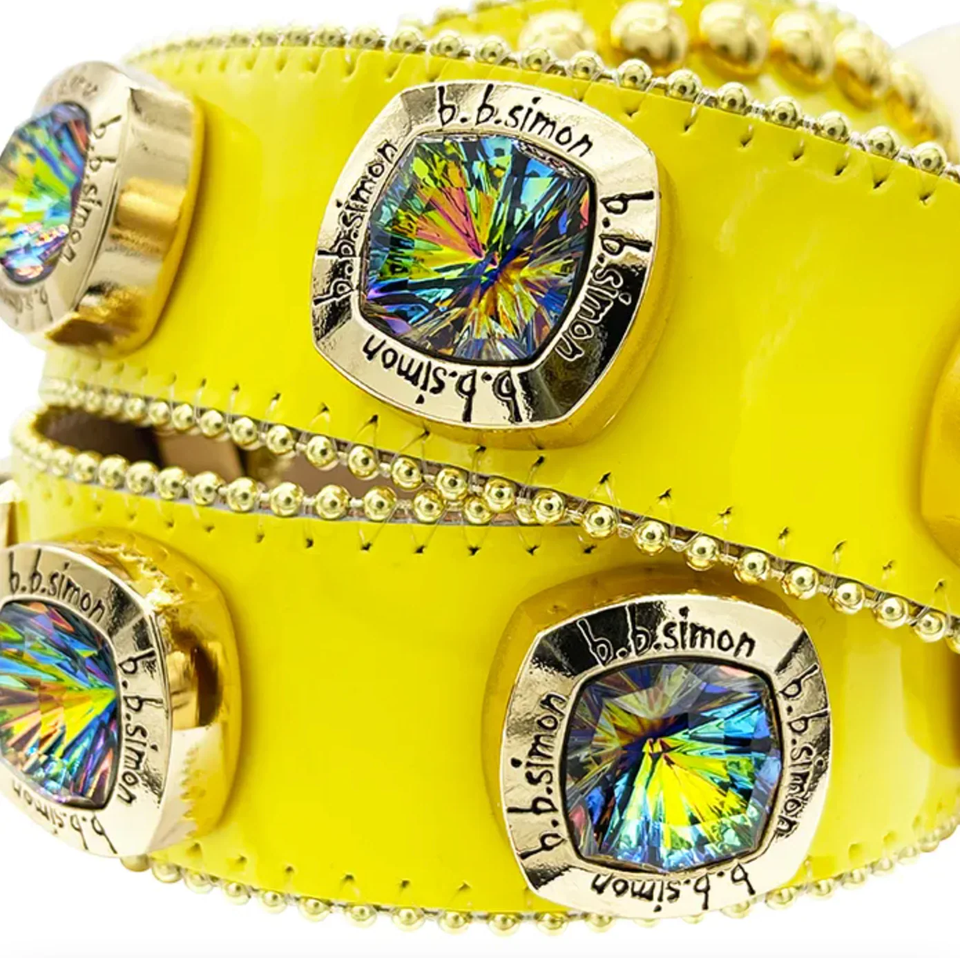 b.b. Simon Triple ‘b’ Champion – Yellow Volcano Crystal Belt - Image 5
