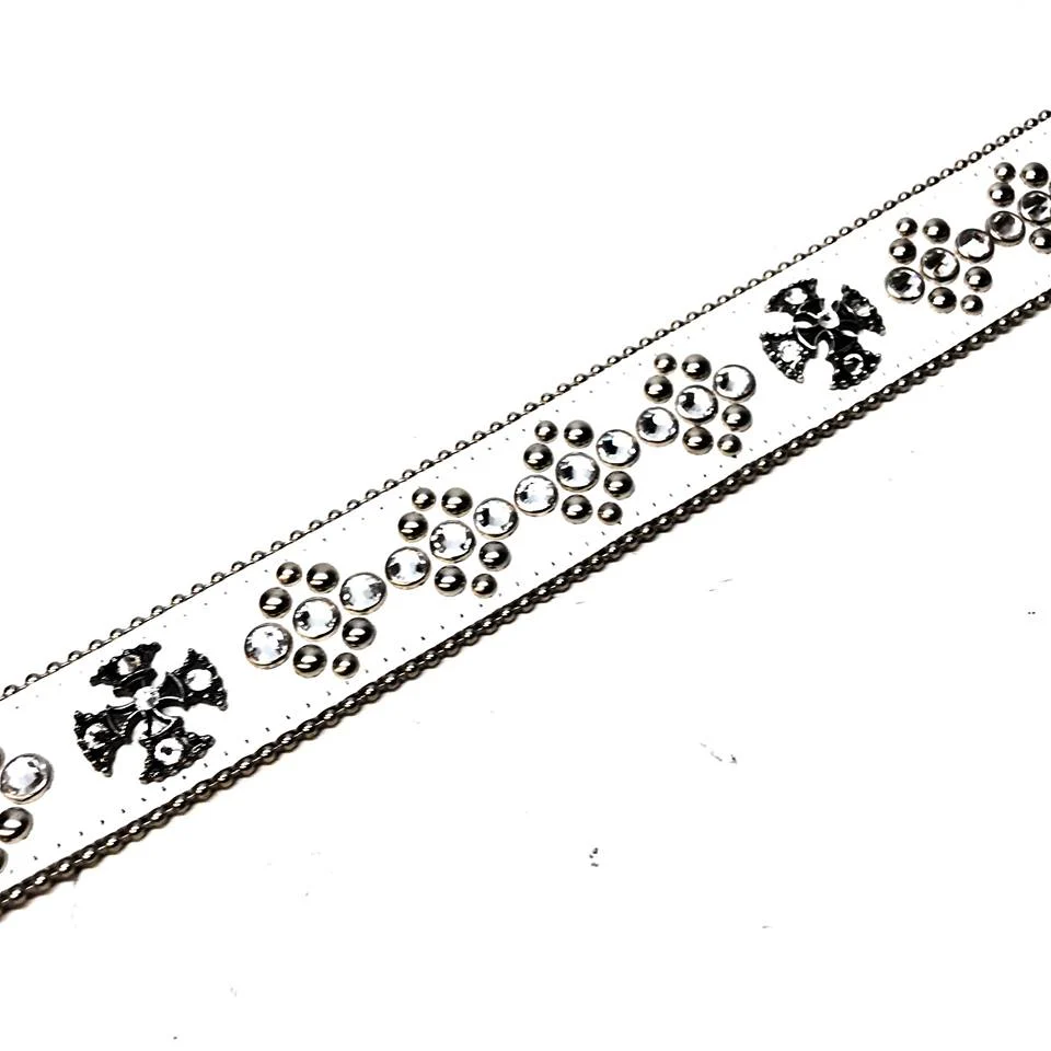b.b. Simon White Iron Cross Leather Crystal Belt - Image 2