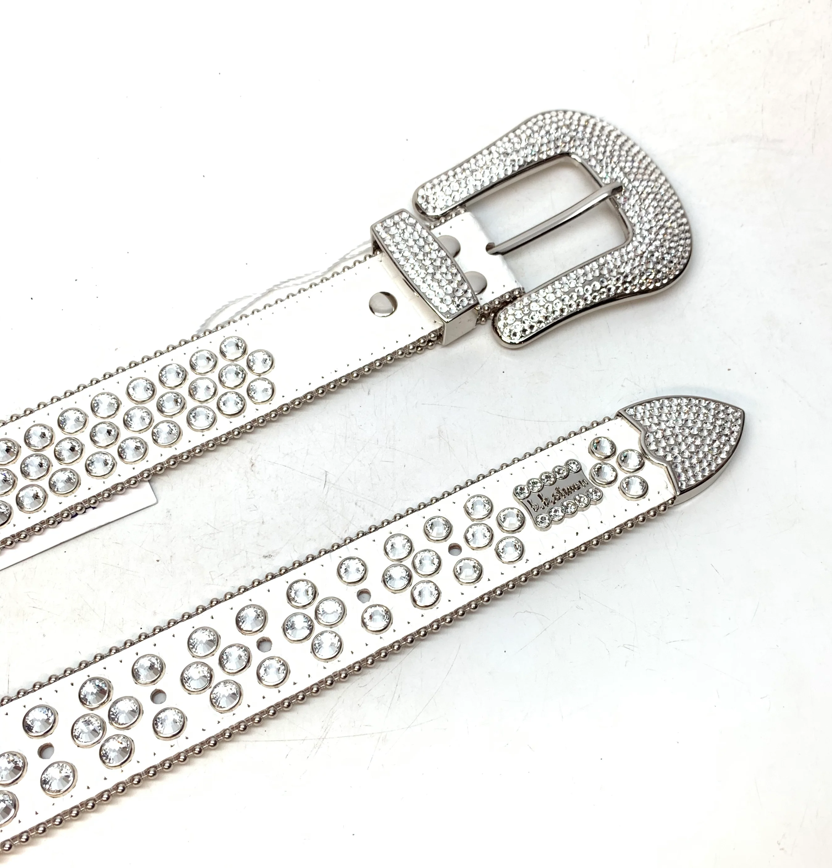 b.b. Simon White Silver 3-Row Crystal Belt - Image 6