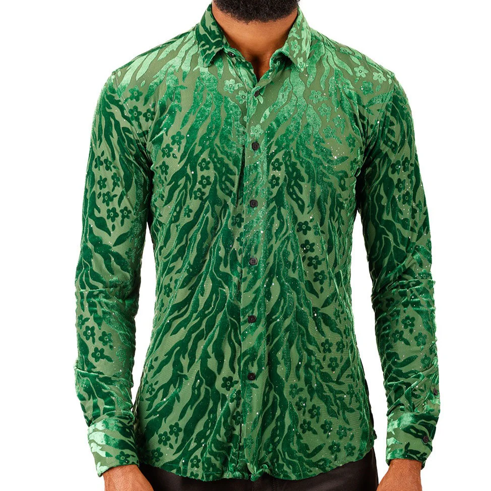 Barabas Green Floral Button Up Shirt - Image 4