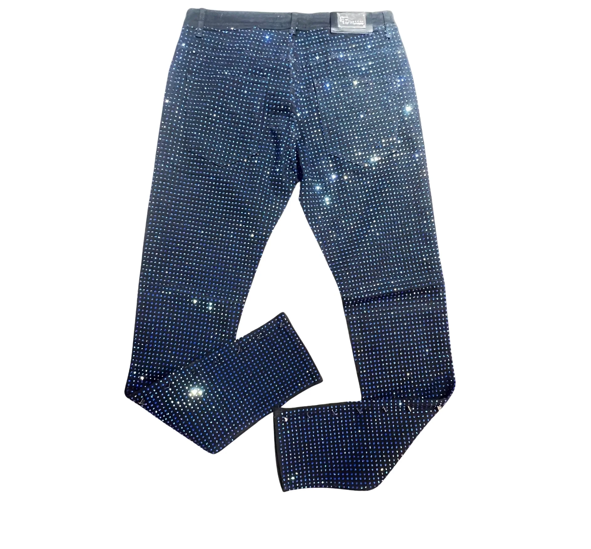 Barocco Black Fully Loaded Blue Crystal Spiked Jeans - Image 5