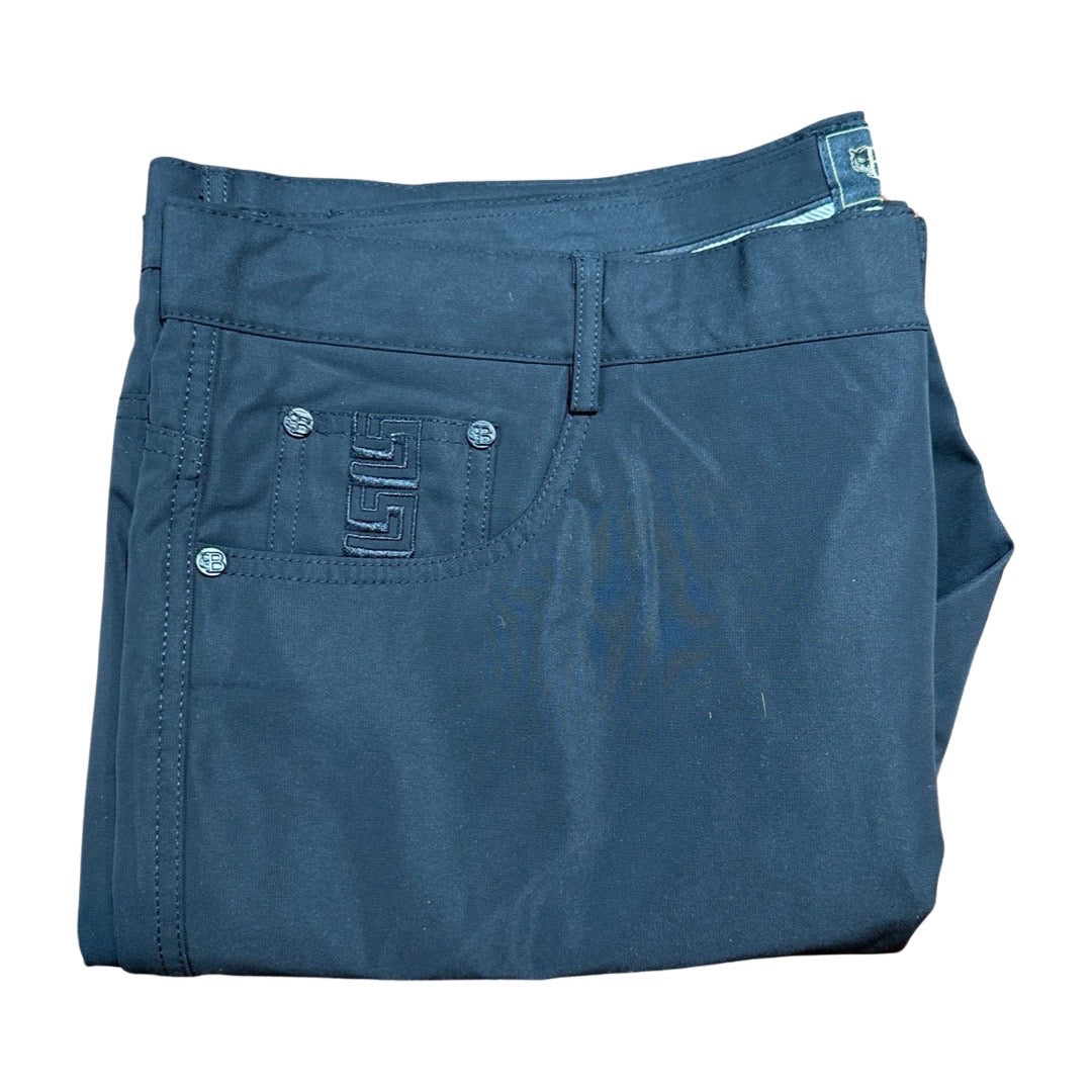 Barocco Slate Black Greek Key Pattern Pants - Image 4