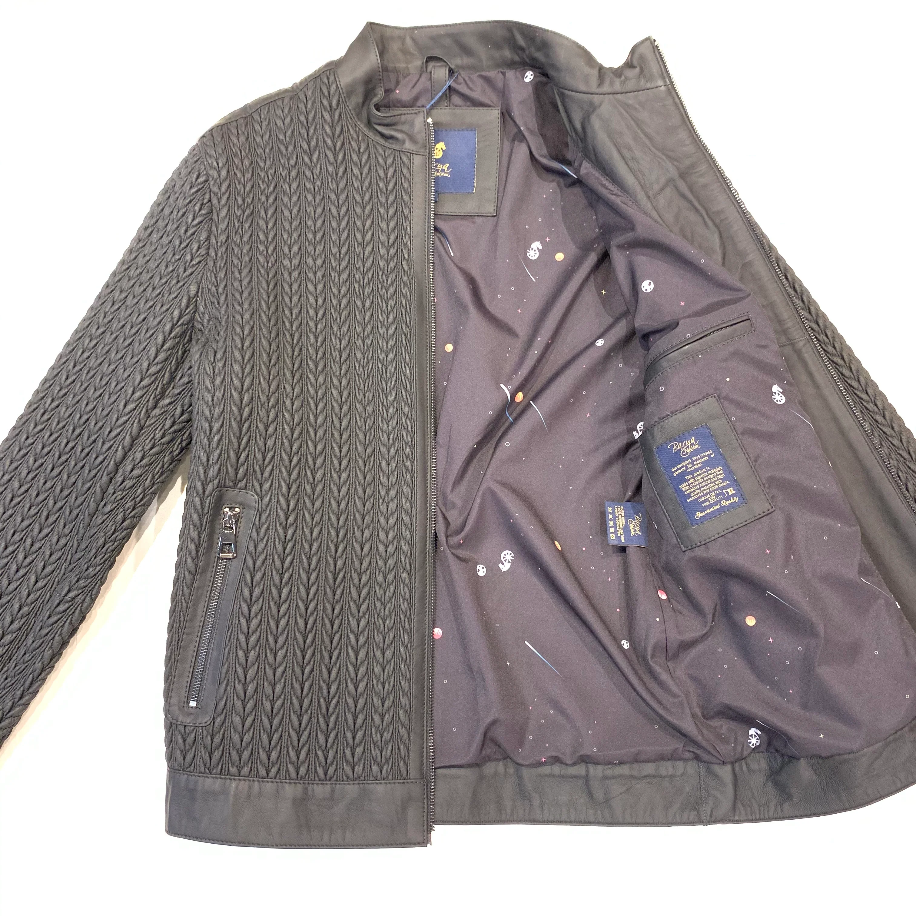 Barya NewYork Black Lambskin Weaved Jacket - Image 3