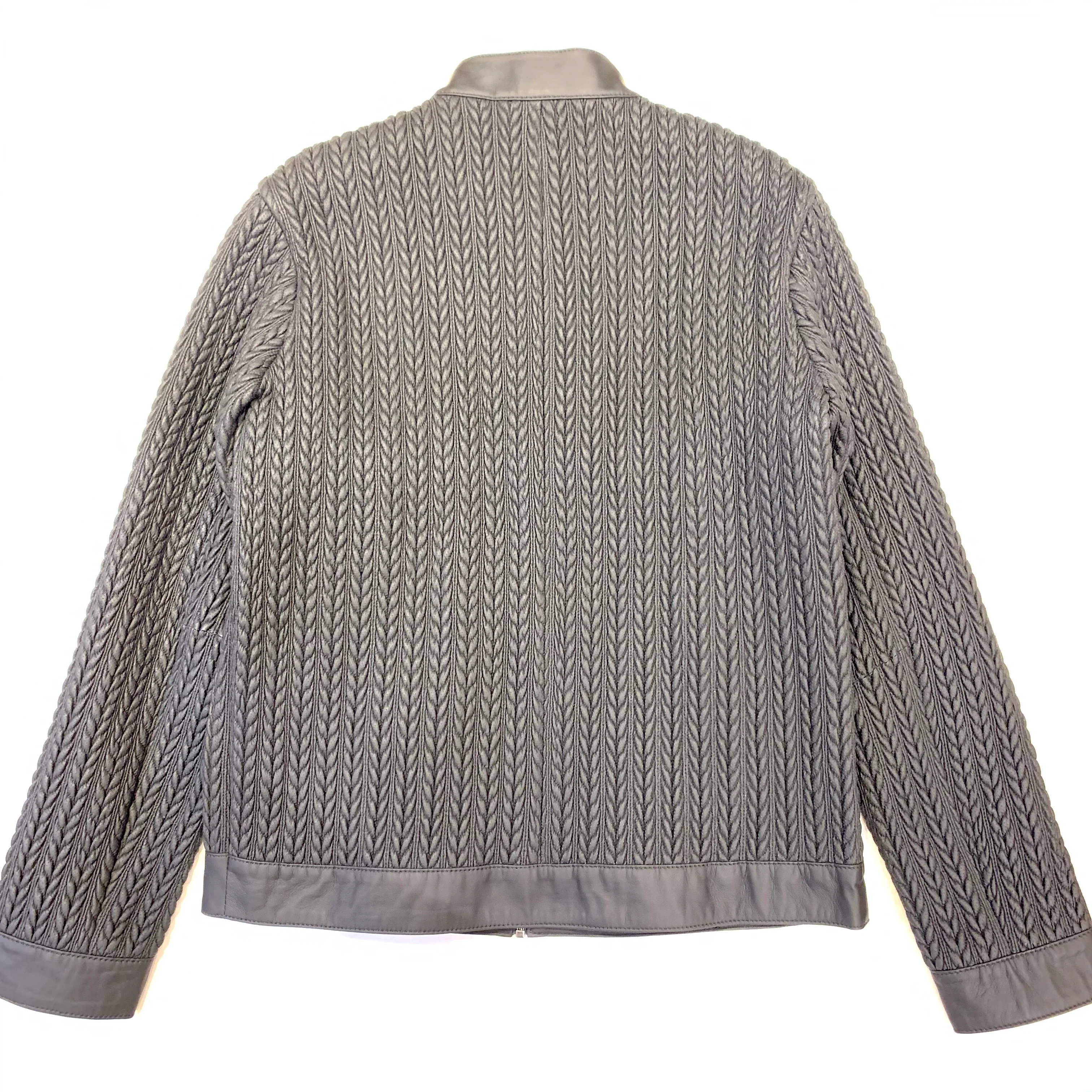 Barya NewYork Black Lambskin Weaved Jacket - Image 4