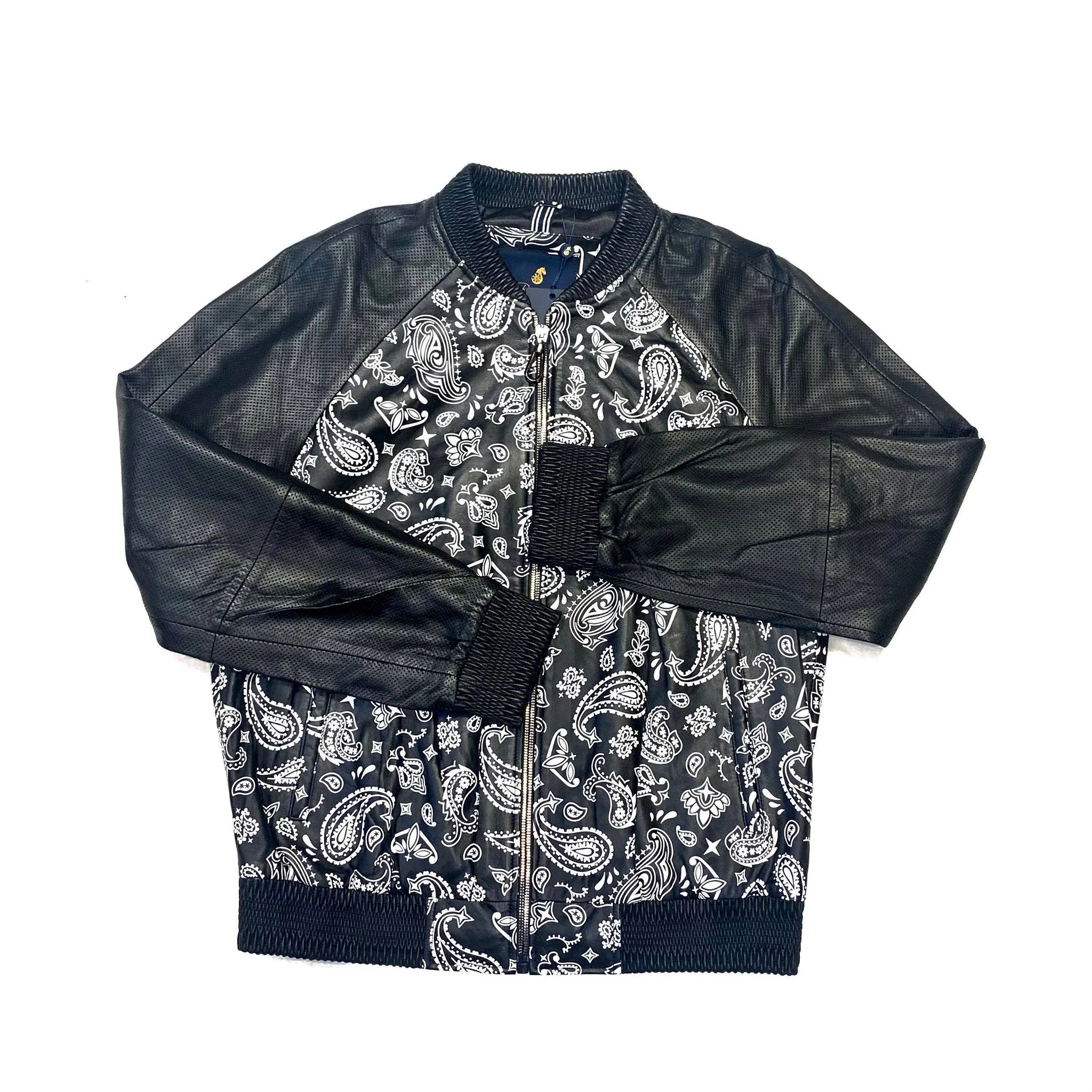Barya NewYork Black Paisley Lambskin Bomber Jacket - Image 2