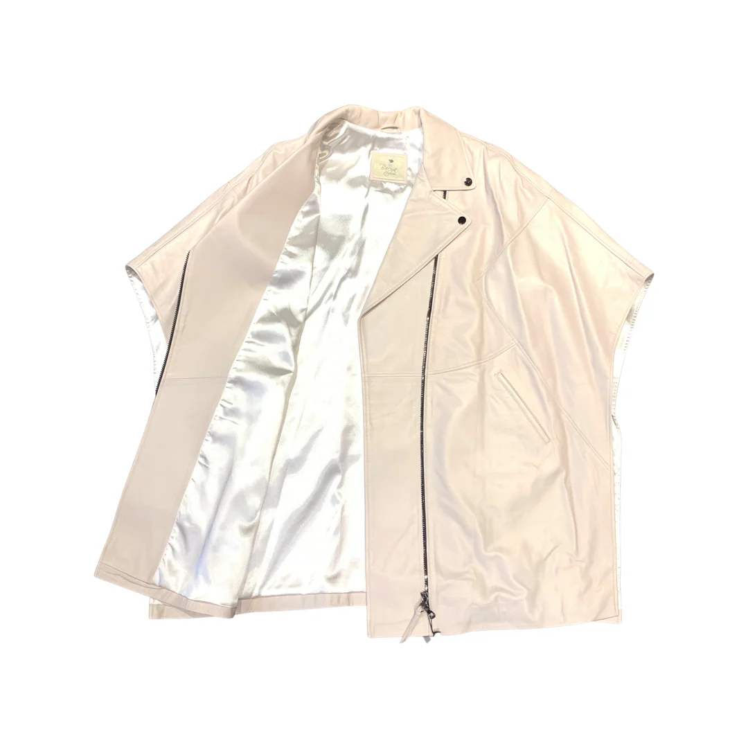 Barya NewYork Women's White Lambskin  Poncho - Image 2