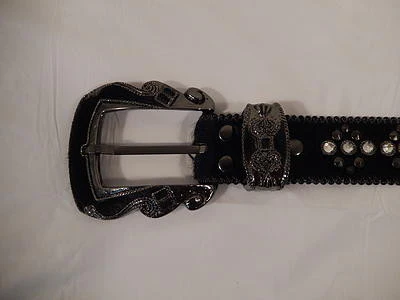 b.b. Simon Black Pony Hair Crystal Belt - Image 2