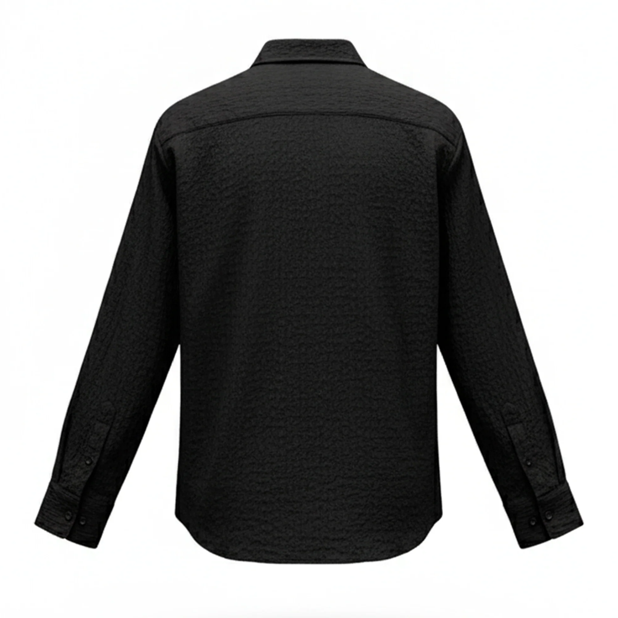 Bespoke Black Stretchy Button Up Shirt - Image 2
