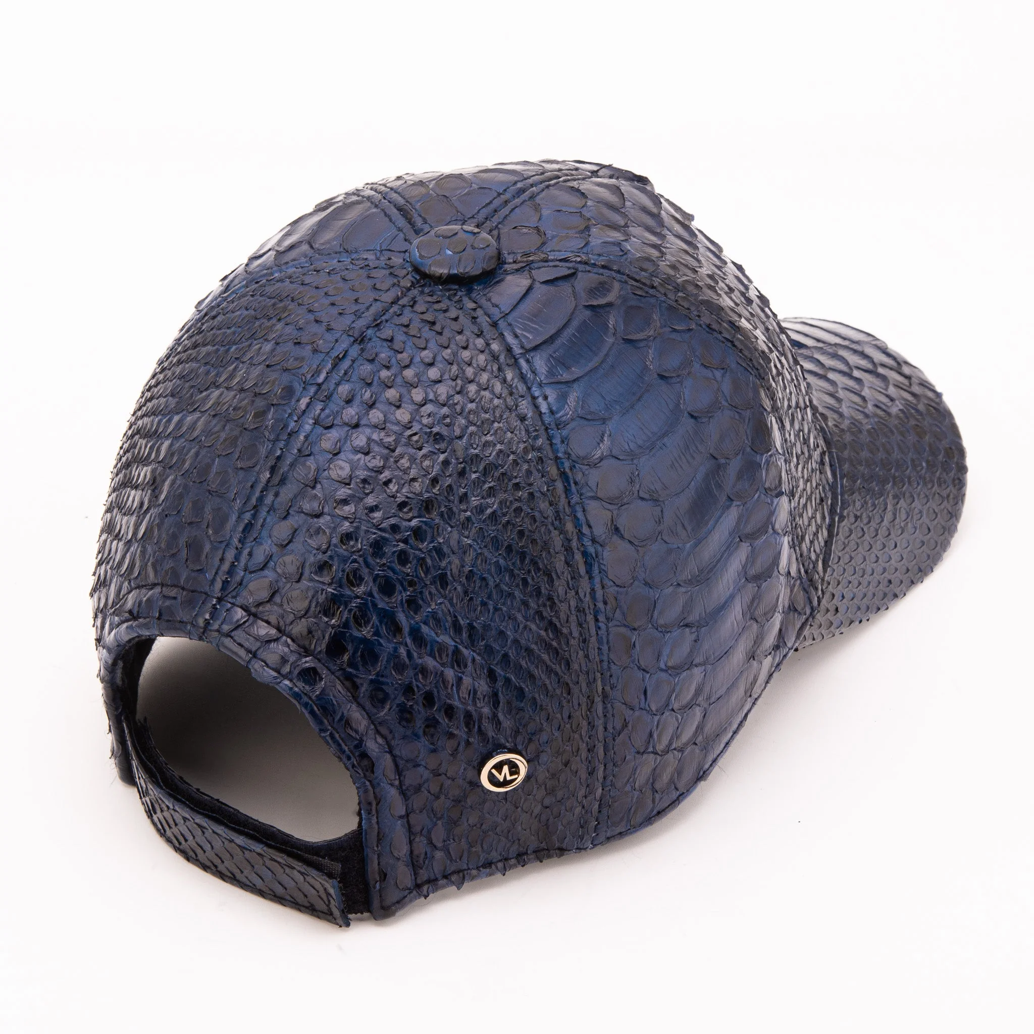 Boss Navy Blue  Python Leather Cap - Image 9