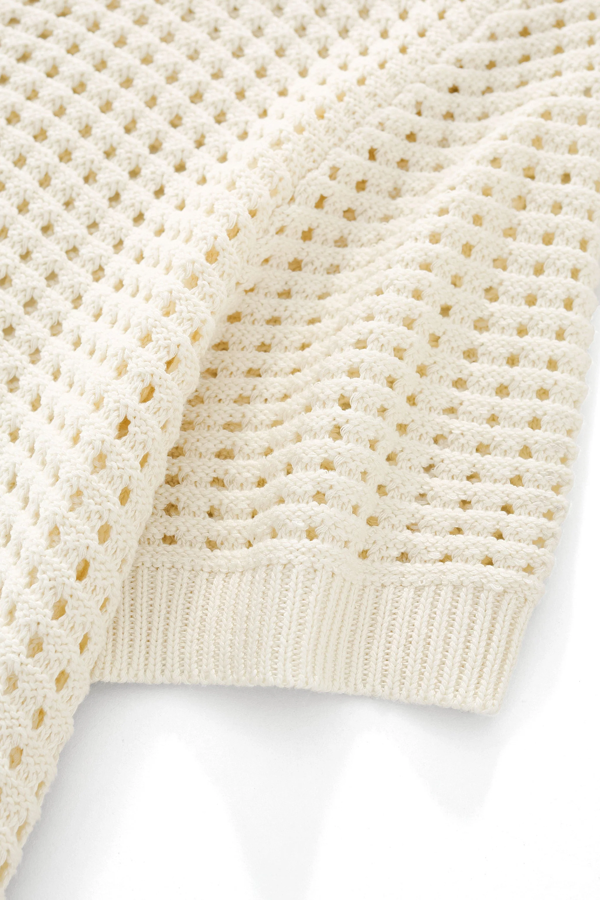 Breeze Mesh Zip Knit SS Shirt IVORY - Image 5