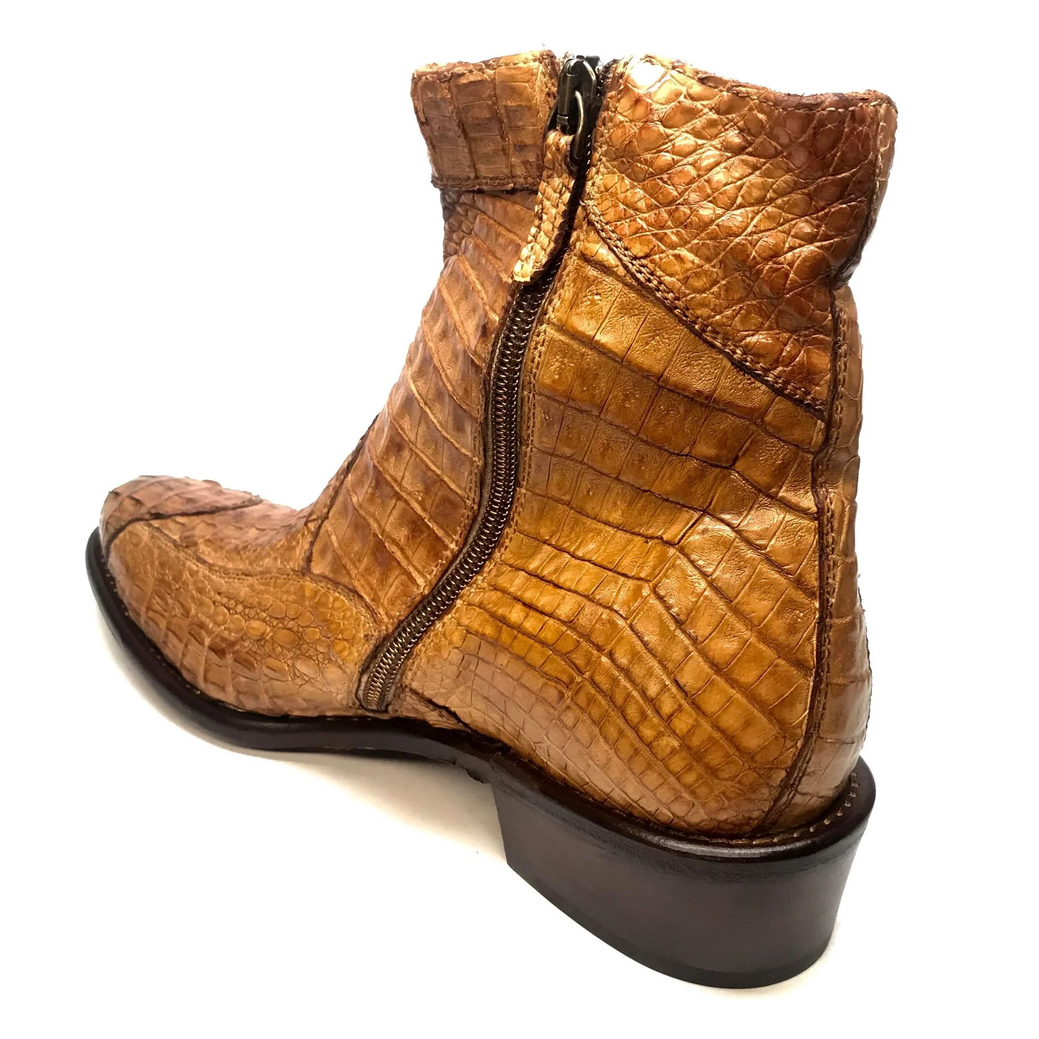 Calzoleria Toscana Cognac Hornback Alligator Ankle Boots - Image 10