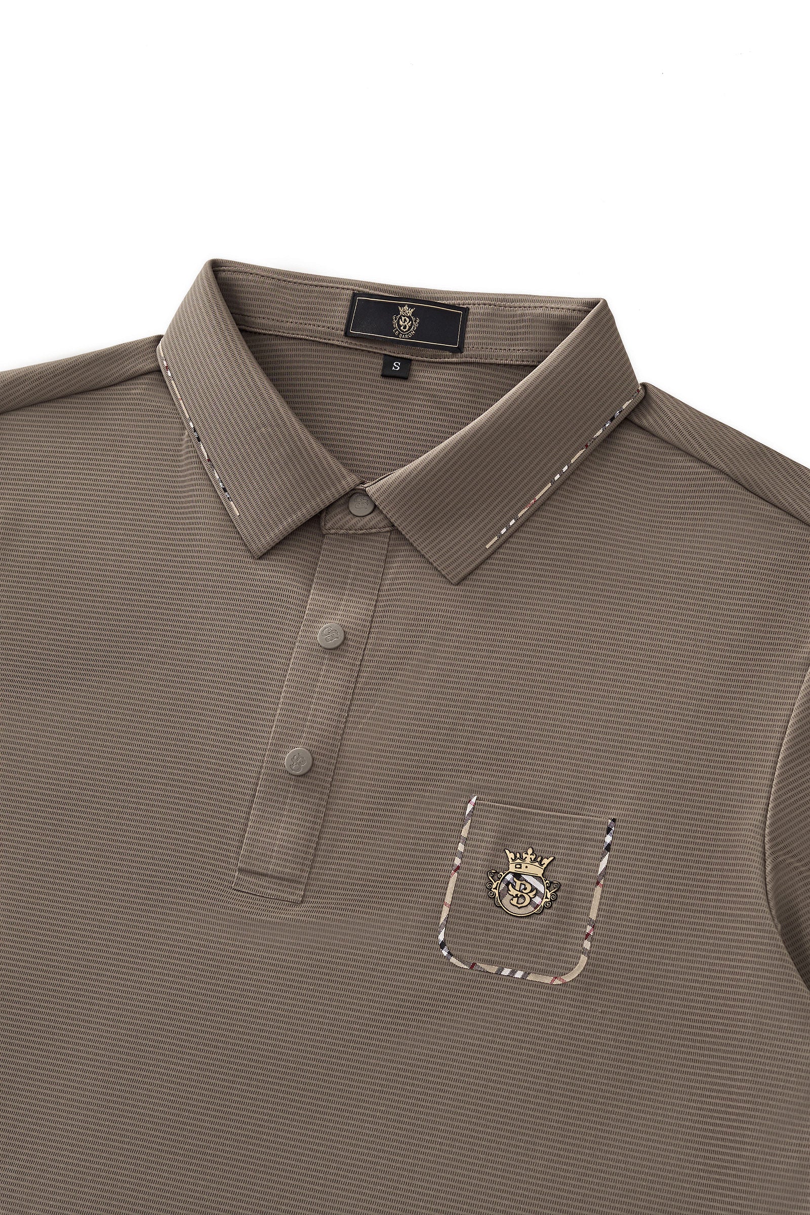 Contrast Trim Detail Polo – El Baron BROWN - Image 3
