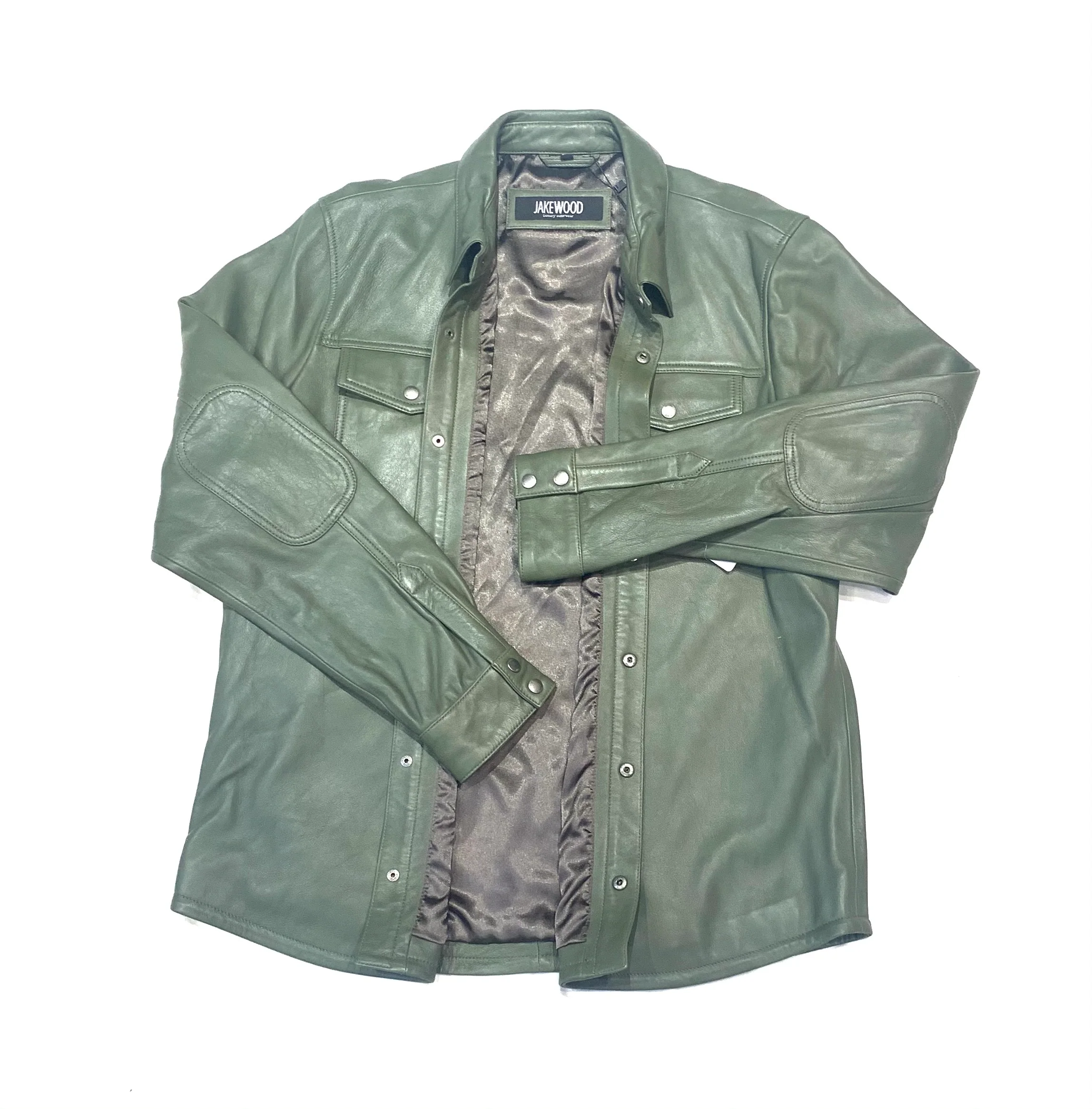 Kashani Men's Olive Green Lambskin Button-Up Shirt - Image 7