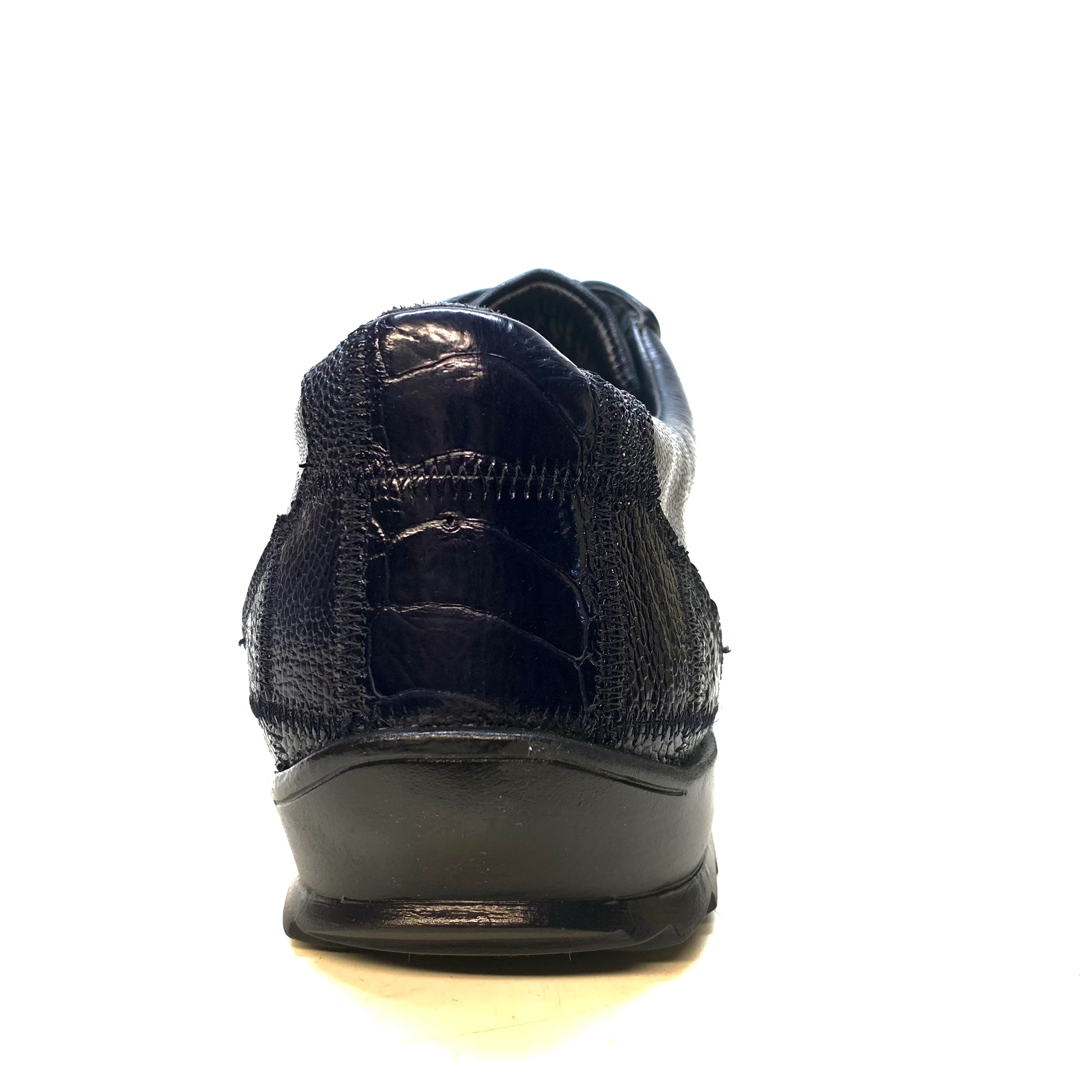 Los Altos Navy Blue Ostrich Leg Lace Up Sneakers - Image 5