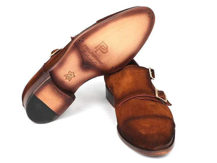 Paul Parkman Men's Captoe Double Monkstrap Antique Camel Suede - Image 2