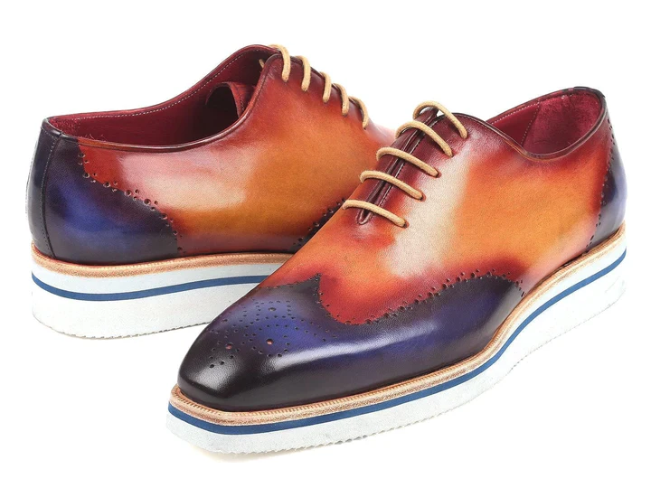 Paul Parkman Wingtip Oxfords Blue & Camel - Image 3