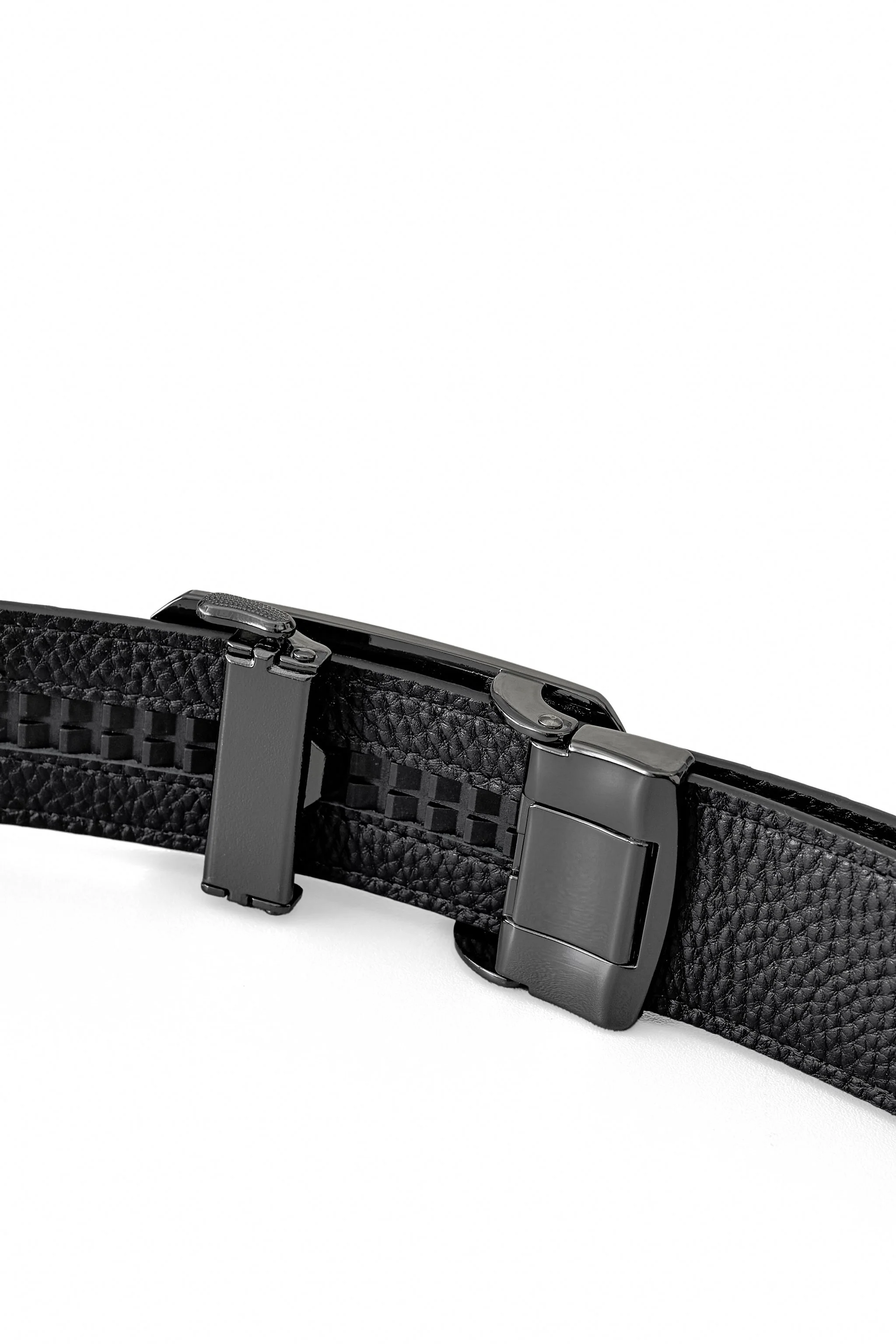 Croc-Emb. Leather Lion Auto BKL Belt – Gunmetal GUN/BLACK - Image 5