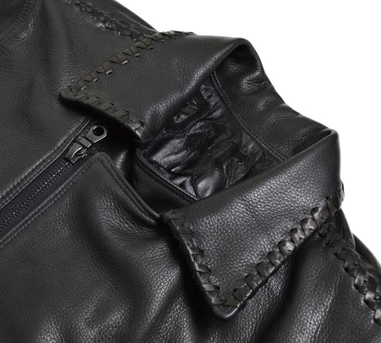 Kashani Excalibur Stingray/Calf/Gator Leather Biker Jacket - Image 3