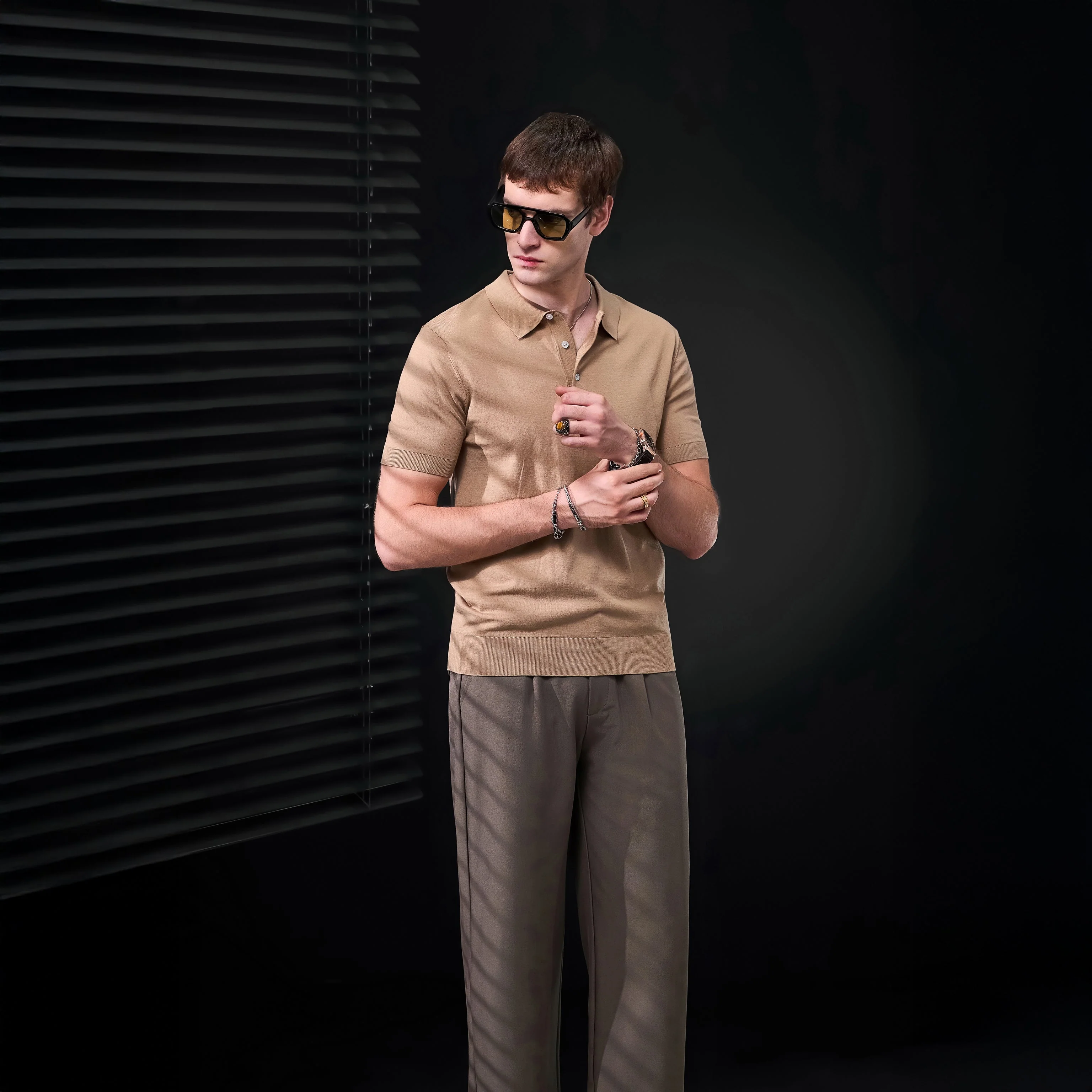 Everyday Luxe Knit Polo KHAKI - Image 2