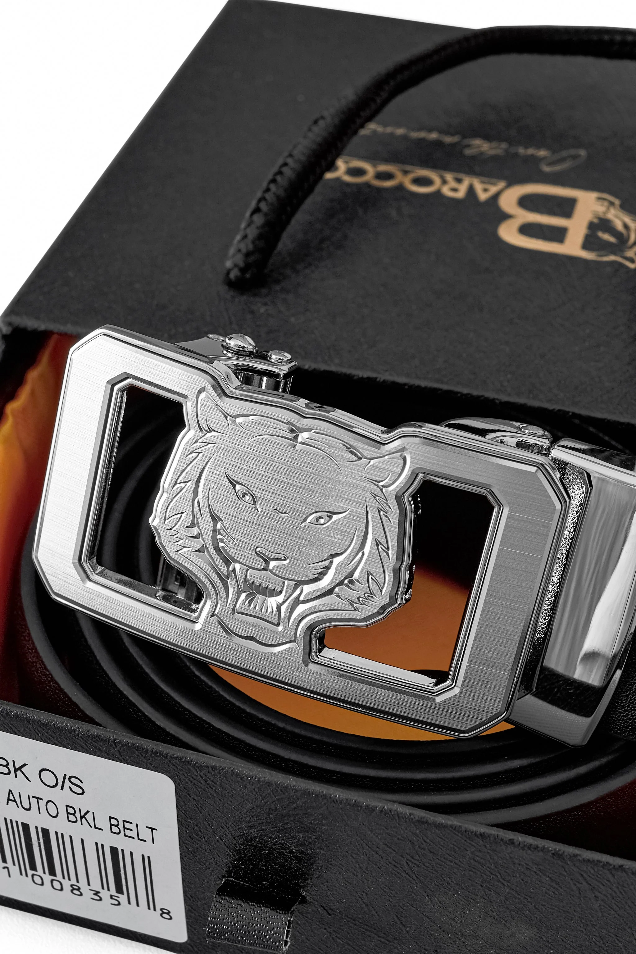 Flat Leather Lion Auto BKL Belt – Silver Ed. SILVER/BLACK - Image 6
