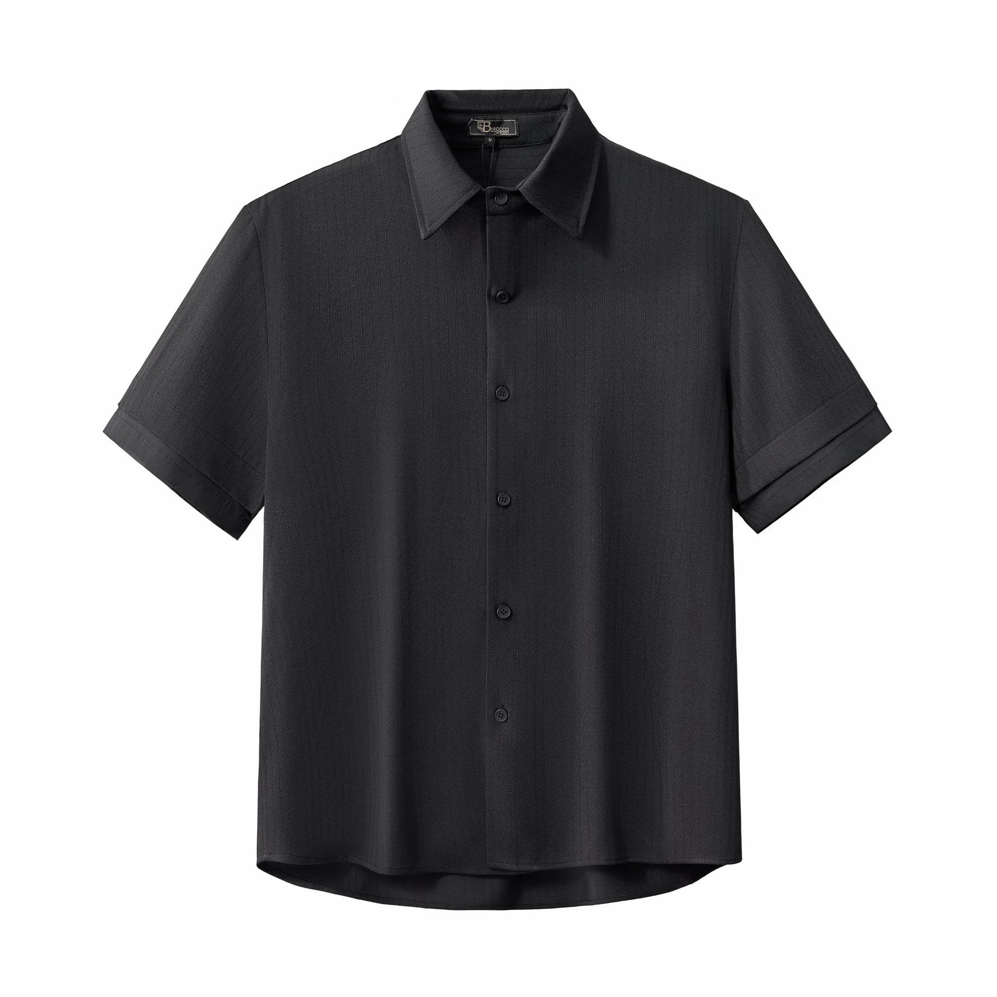 Flow Set – Textured Short Sleeve Shirt & Pant BLACK - Image 4
