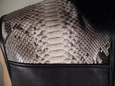G Gator - 902H Black Natural Python and Fox Hooded Vest - Image 2