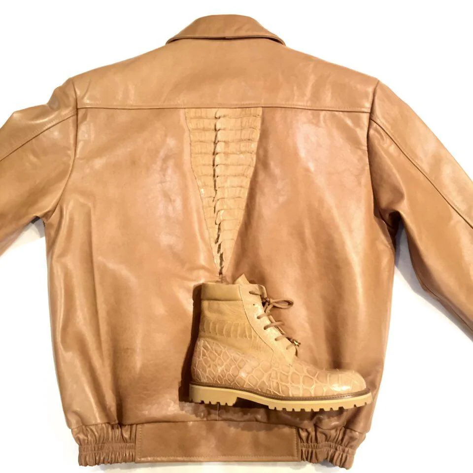G-Gator Dune Crocodile/Cowhide Bomber Jacket - Image 3