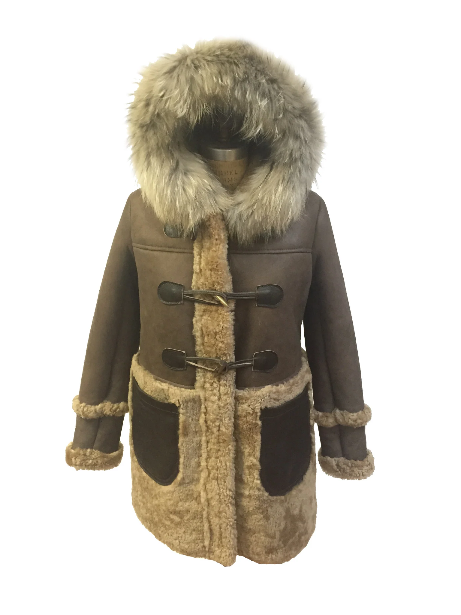 Jakewood - 1044 Women's Whiskey Three Quarters Shearling Trench Coat - Image 3
