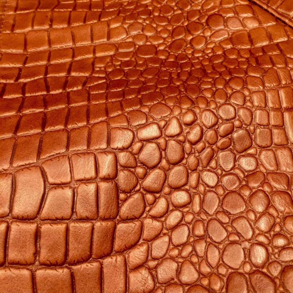 Jakewood Cognac Embossed Alligator Bomber Jacket - Image 2