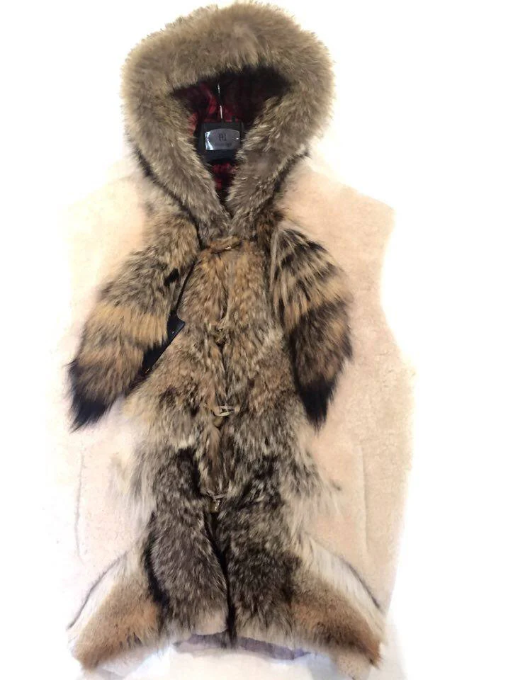 Jakewood Men's Plush Fox Tail Shearling Vest - Image 2