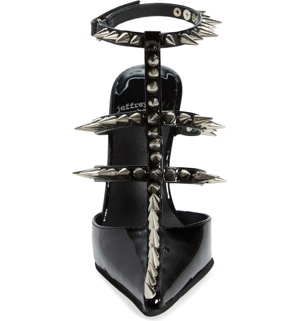 Jeffrey Campbell Black Step Back Spiked Pointed Toe Pump - Image 3