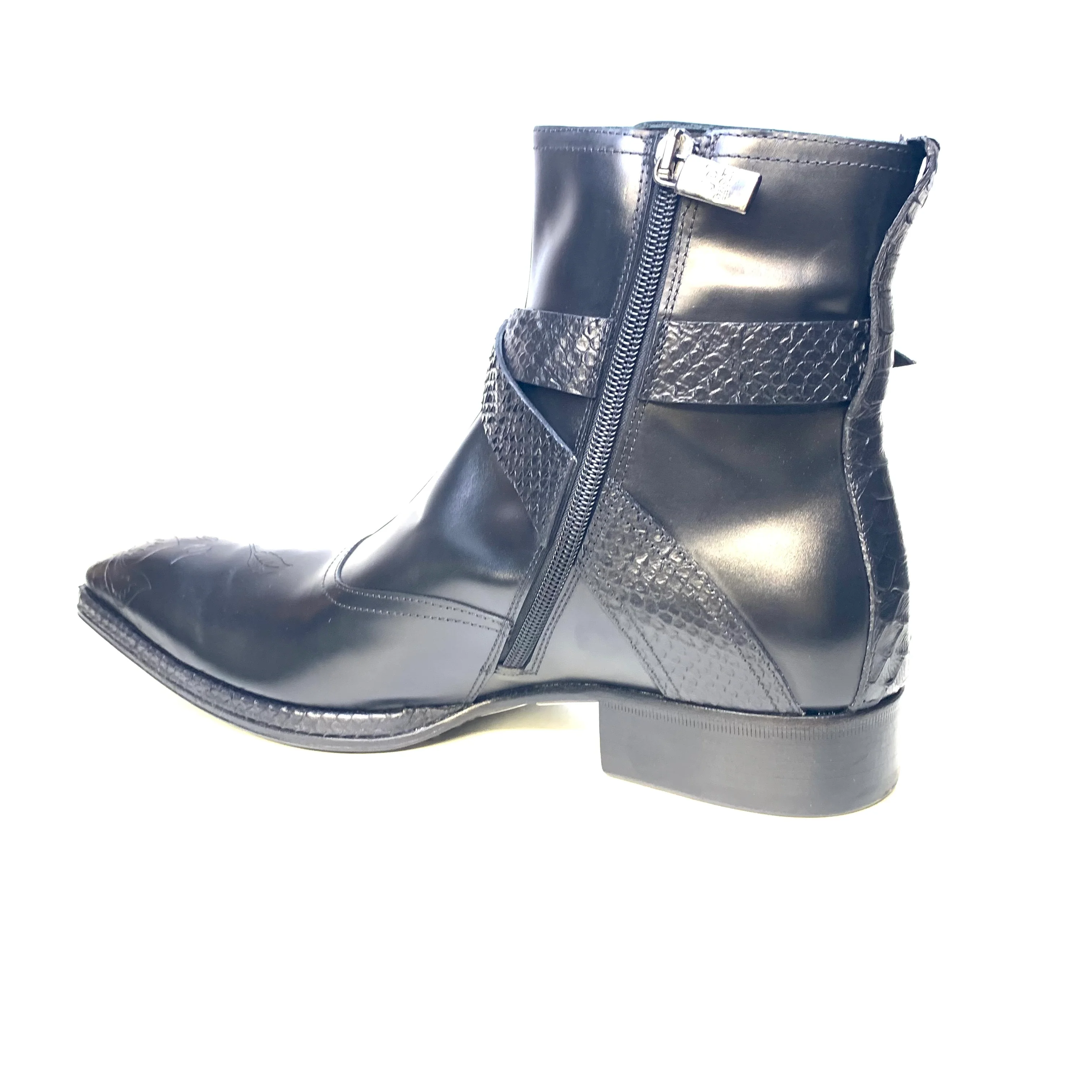 Jo Ghost Black Python Strap Ankle Boots - Image 4