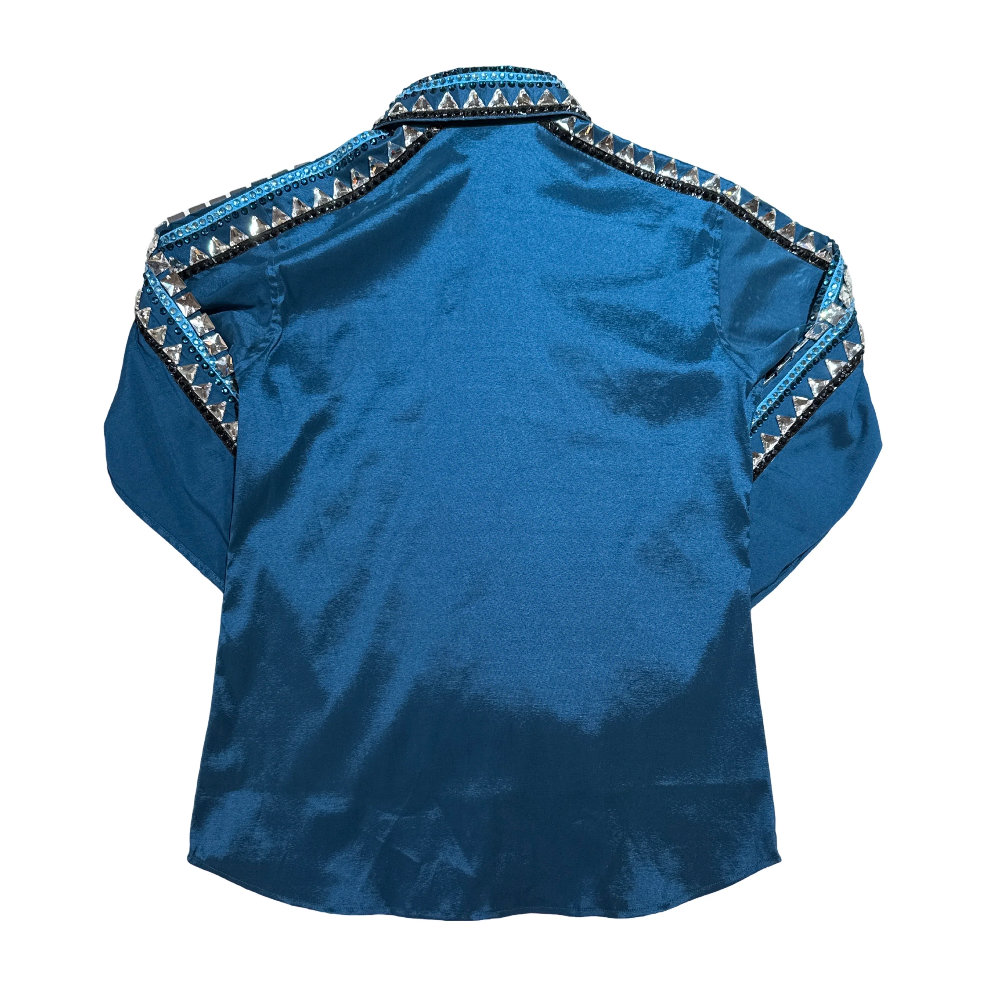 Kashani Bahama Blue Hyper Crystal Button-Up Zip Shirt - Image 3