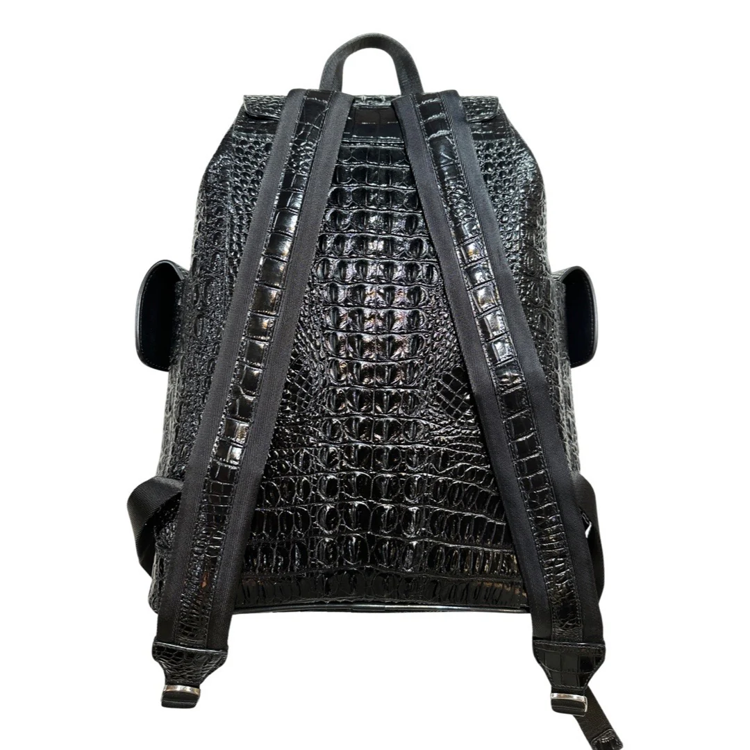Kashani Black Embossed Hornback Alligator Rucksack - Image 2