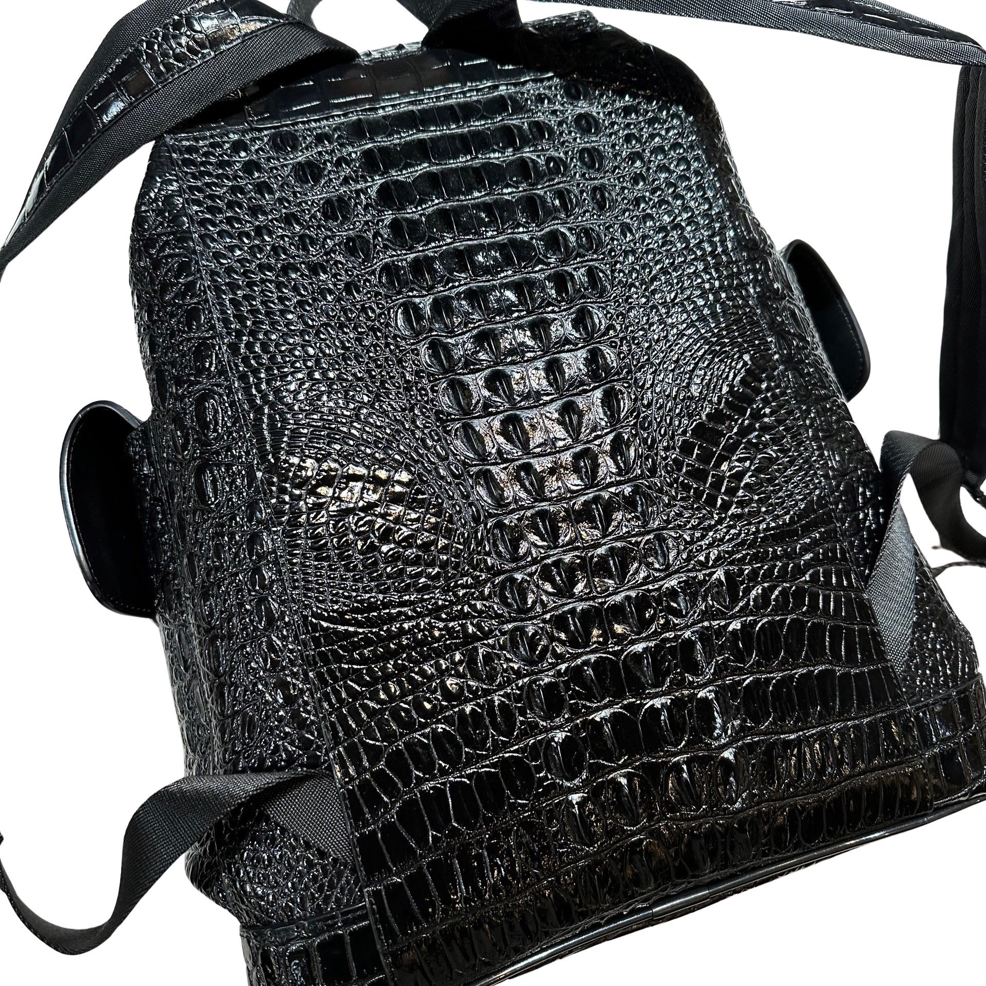 Kashani Black Embossed Hornback Alligator Rucksack - Image 8