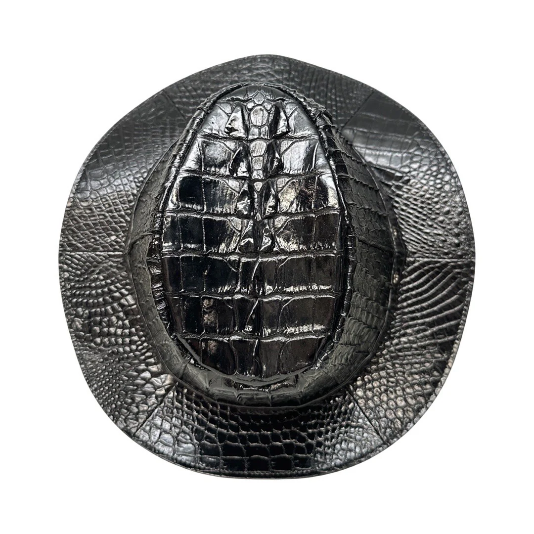 Kashani Black Hornback Alligator Fedora Hat - Image 2
